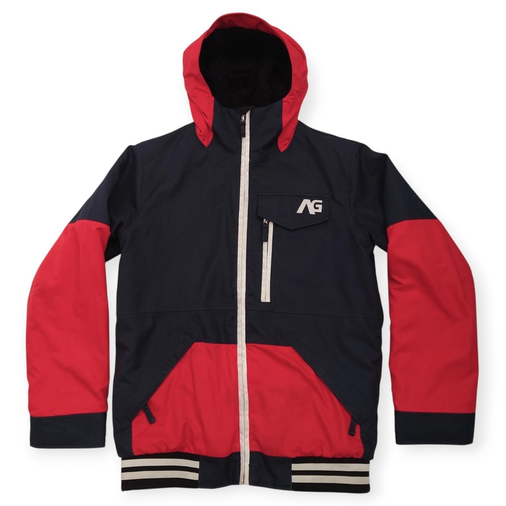 Analog Greed Jacket Mens Small Blue Red Hooded Snowboarding Y2K 10,000mm 5,000g